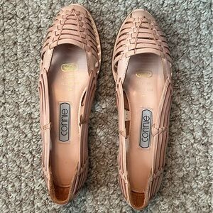 Connie Pink Woven Leather Flats
